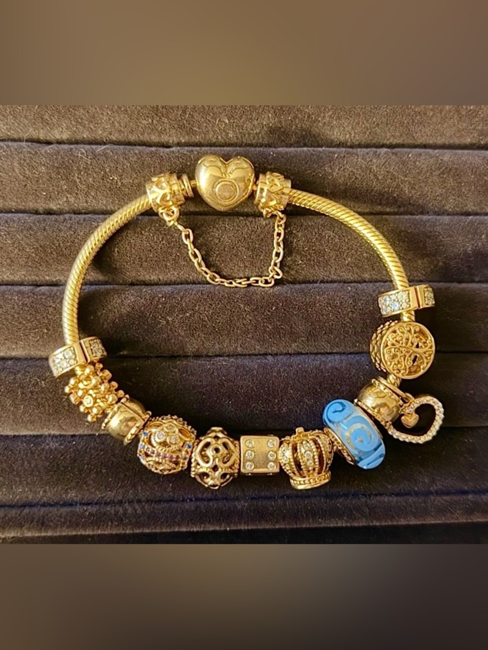 Pandora solid 14k gold charm bracelet